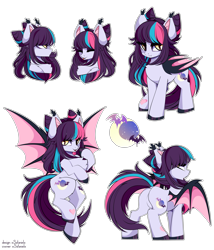 Size: 4371x5115 | Tagged: safe, artist:xsatanielx, derpibooru import, oc, oc:sugar night, bat pony, pony, bat pony oc, bat wings, female, wings