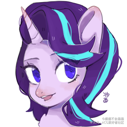 Size: 1080x1080 | Tagged: safe, artist:酱酱不会画画, derpibooru import, starlight glimmer, pony, unicorn, bust, female, portrait, solo