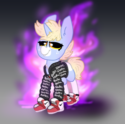 Size: 1980x1960 | Tagged: safe, artist:nootaz, derpibooru import, oc, oc only, oc:nootaz, pony, unicorn, clothes, jacket, meme, shoes, solo