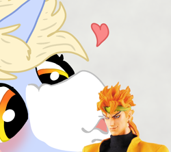 Size: 1694x1507 | Tagged: safe, artist:nootaz, derpibooru import, oc, oc:nootaz, dio brando, jojo's bizarre adventure, kiss on the cheek, kissing, meme, ponified meme