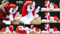 Size: 2200x1253 | Tagged: safe, artist:meplushyou, derpibooru import, oc, oc:diamond sun, human, pegasus, pony, commission, female, irl, irl human, life size, mare, photo, plushie