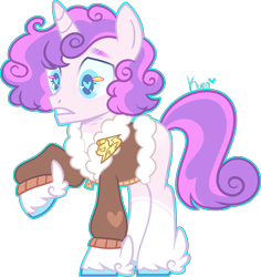 Size: 2404x2549 | Tagged: safe, artist:kurosawakuro, derpibooru import, oc, pony, unicorn, bomber jacket, clothes, jacket, magical lesbian spawn, male, offspring, parent:diamond tiara, parent:princess flurry heart, simple background, solo, teenager, transparent background