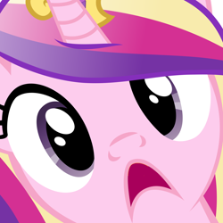 Size: 1024x1024 | Tagged: safe, artist:drpancakees, derpibooru import, edit, princess cadance, alicorn, pony, close-up, cute, cutedance, face, female, frown, hi anon, inverted mouth, meme, open mouth, solo