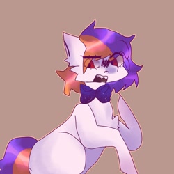 Size: 1000x1000 | Tagged: safe, artist:neonbugzz, derpibooru import, oc, oc only, earth pony, pony, bowtie, chest fluff, earth pony oc, open mouth, raised hoof, simple background, solo