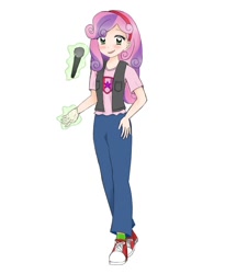 Size: 984x1200 | Tagged: safe, artist:izzierichard, derpibooru import, sweetie belle, human, converse, cute, diasweetes, female, glowing hands, humanized, magic, shoes, solo