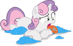 Size: 6001x3759 | Tagged: safe, artist:frownfactory, derpibooru import, sweetie belle, unicorn, for whom the sweetie belle toils, blank flank, blech, female, filly, horn, simple background, solo, tongue out, transparent background, vector