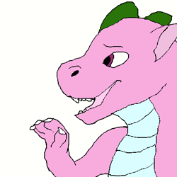 Size: 453x453 | Tagged: safe, artist:crabbykarkat, derpibooru import, spike (g1), dragon, male, open mouth, simple background, solo, teeth, white background