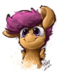 Size: 1053x1314 | Tagged: safe, artist:th3ipodm0n, derpibooru import, scootaloo, pegasus, pony, cute, cutealoo, ears, female, filly, floppy ears, simple background, smiling, solo, spread wings, white background, wings