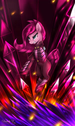 Size: 2100x3500 | Tagged: safe, artist:darksly, derpibooru import, pinkie pie, earth pony, pony, alternate timeline, apinkalypse pie, armor, crystal war timeline, pinkamena diane pie