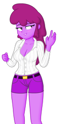 Size: 1080x2340 | Tagged: safe, derpibooru import, edit, editor:ah96, berry punch, berryshine, equestria girls, breast edit, breasts, cleavage, equestria girls-ified, female, simple background, solo, transparent background