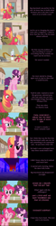 Size: 2000x8061 | Tagged: safe, artist:mlp-silver-quill, derpibooru import, big macintosh, double diamond, pinkie pie, sugar belle, earth pony, pony, unicorn, comic:pinkie pie says goodnight, cliffhanger, clothes, female, fence, flashback, hammer, male, our town, plow, scarf, screwdriver, sweet apple acres