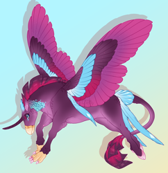 Size: 2140x2214 | Tagged: safe, artist:seffiron, derpibooru import, oc, oc:whirlwind heart, hybrid, female, magical lesbian spawn, offspring, parent:queen novo, parent:tempest shadow, solo