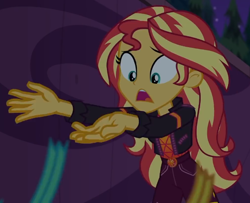 Size: 704x572 | Tagged: safe, derpibooru import, screencap, sunset shimmer, better together, equestria girls, sunset's backstage pass!, cropped, solo