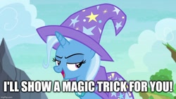 Size: 888x499 | Tagged: safe, derpibooru import, edit, edited screencap, screencap, trixie, to change a changeling, text