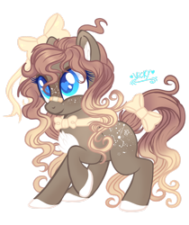 Size: 1920x2288 | Tagged: safe, artist:nightingalewolfie, derpibooru import, oc, earth pony, pony, bow, bowtie, female, hair bow, mare, simple background, solo, tail bow, transparent background