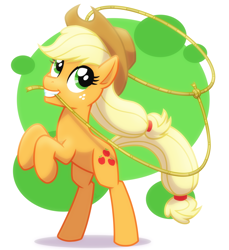 Size: 2560x2800 | Tagged: safe, artist:whitequartztheartist, derpibooru import, applejack, earth pony, pony, bipedal, lasso, mouth hold, rope, solo