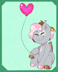 Size: 2000x2500 | Tagged: safe, artist:von babbitt, derpibooru import, oc, oc only, oc:stir stick, bat pony, pony, balloon, bat pony oc, bat wings, colt, cute, ear fluff, ears, fangs, male, solo, wings