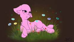 Size: 1801x1036 | Tagged: safe, artist:yuris, derpibooru import, oc, pony, flower, solo, ych sketch