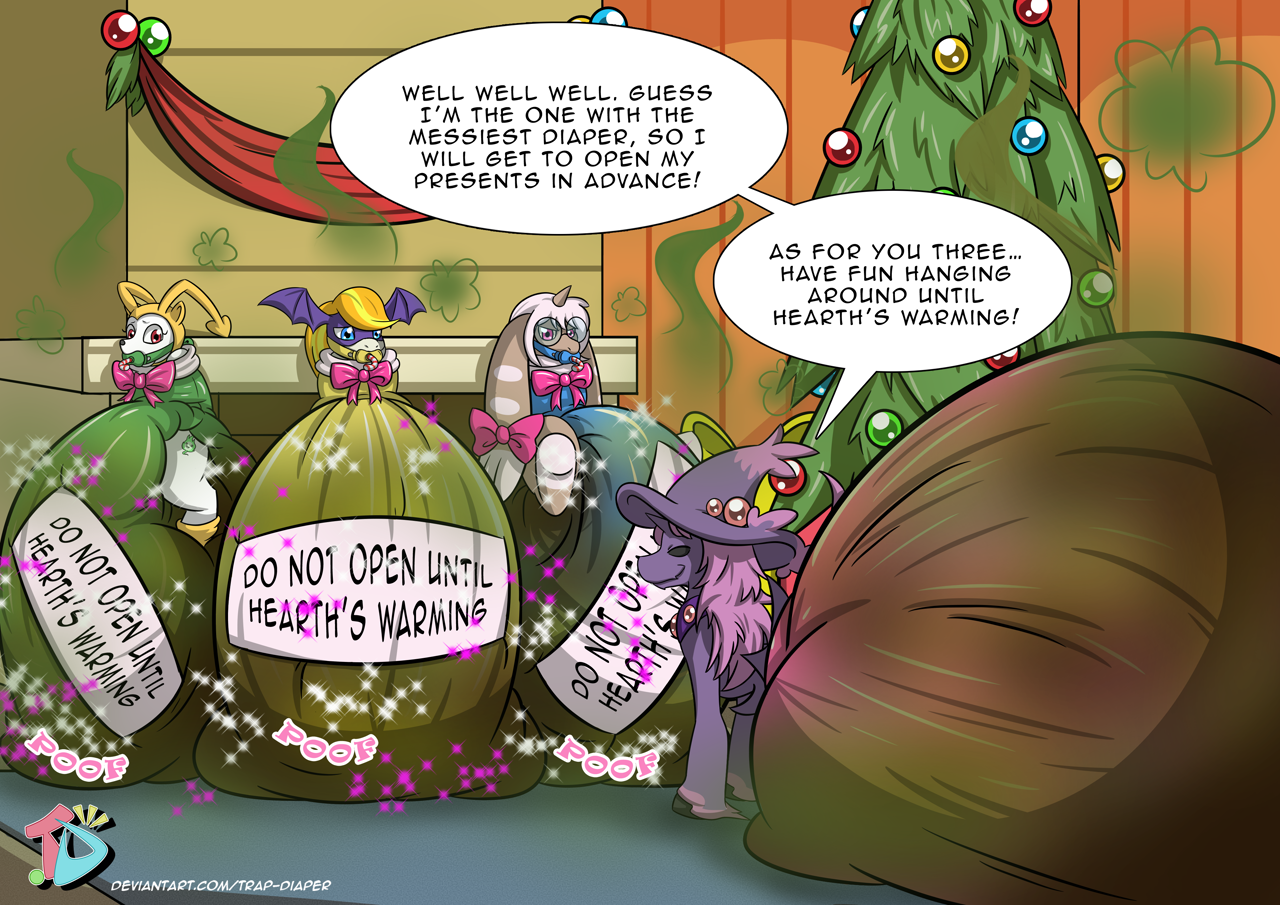 2759125 - questionable, alternate version, artist:trap-diaper, derpibooru  import, pony, abdl, adult foal, christmas, christmas stocking, christmas  tree, diaper, diaper fetish, digimon, eyes closed, fetish, fireplace, gift  wrapped, holiday, hypermess ...