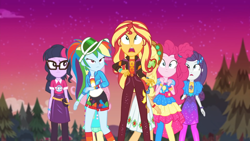 Size: 1334x750 | Tagged: safe, derpibooru import, screencap, applejack, fluttershy, pinkie pie, rainbow dash, rarity, sci-twi, sunset shimmer, twilight sparkle, better together, equestria girls, sunset's backstage pass!, shocked, shocked expression