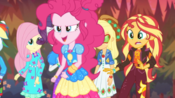 Size: 1334x750 | Tagged: safe, derpibooru import, screencap, applejack, fluttershy, rainbow dash, rarity, sunset shimmer, better together, equestria girls, sunset's backstage pass!