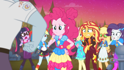 Size: 1334x750 | Tagged: safe, derpibooru import, screencap, applejack, fluttershy, pinkie pie, rainbow dash, rarity, sci-twi, sunset shimmer, twilight sparkle, better together, equestria girls, sunset's backstage pass!