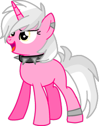 Size: 823x1049 | Tagged: safe, artist:pegasski, derpibooru import, oc, oc only, pony, unicorn, base used, choker, ear piercing, earring, eyelashes, horn, jewelry, open mouth, piercing, simple background, smiling, solo, spiked choker, transparent background, unicorn oc, vector