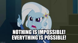 Size: 896x500 | Tagged: safe, derpibooru import, edit, edited screencap, screencap, trixie, equestria girls, rainbow rocks, caption, female, image macro, meme, phineas and ferb, solo, text, trixie yells at everything