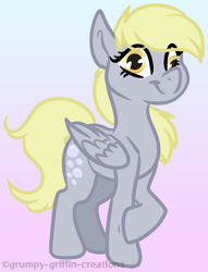 Size: 1138x1490 | Tagged: safe, artist:grumpygriffcreation, derpibooru import, derpy hooves, pegasus, pony, gradient background, solo