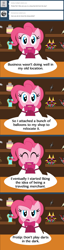 Size: 500x1953 | Tagged: safe, artist:sonic-chaos, derpibooru import, pinkie pie, earth pony, pony, alicorn amulet, ask, female, four string samurai, solo, the legend of zelda, the legend of zelda: majora's mask