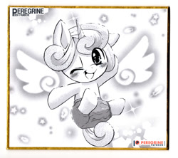 Size: 1010x895 | Tagged: safe, artist:phoenixperegrine, derpibooru import, princess flurry heart, alicorn, pony, blushing, cute, female, filly, floating wings, flurrybetes, one eye closed, open mouth, wings