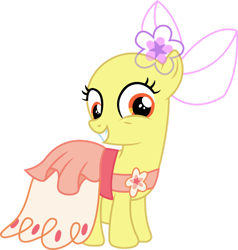 Size: 1024x1076 | Tagged: safe, artist:krystalheartbases, derpibooru import, apple bloom, clothes, dress, gala dress, solo