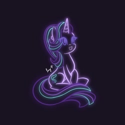 Size: 2048x2048 | Tagged: safe, artist:smstudios_2, derpibooru import, starlight glimmer, pony, unicorn, black background, high res, neon, simple background, solo