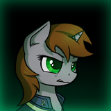 Size: 160x160 | Tagged: safe, artist:dipfanken, derpibooru import, editor:fluttershyisnot adoormat, oc, oc:littlepip, unicorn, fallout equestria, game: fallout equestria: remains, angry, bust, cropped, gradient background, portrait