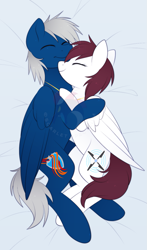 Size: 845x1440 | Tagged: safe, artist:scarlet-spectrum, derpibooru import, oc, oc only, pegasus, pony, cuddling