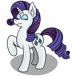 Size: 1350x1400 | Tagged: safe, artist:subleni, rarity, pony, unicorn, curly tail, cutie mark, ear fluff, ears, eyes closed, female, hmph, mare, purple mane, purple tail, raised hoof, signature, simple background, solo, solo female, white background, white coat