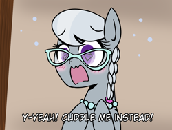 Size: 960x720 | Tagged: safe, artist:machacapigeon, silver spoon, earth pony, pony, /mlp/, dialogue, drawthread, female, filly, glasses, pearl necklace, solo