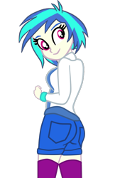 Size: 789x1164 | Tagged: safe, artist:gmaplay, derpibooru import, dj pon-3, vinyl scratch, equestria girls, butt, clothes, looking back, simple background, socks, solo, stockings, thigh highs, transparent background, vinyl ass