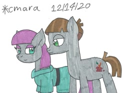 Size: 1009x750 | Tagged: safe, artist:cmara, derpibooru import, maud pie, mudbriar, earth pony, pony, bedroom eyes, belt, clothes, dress, eyeshadow, female, makeup, male, mare, maudbriar, shipping, simple background, stallion, straight, traditional art, white background