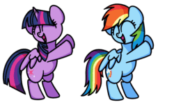 Size: 732x451 | Tagged: safe, artist:sugar morning, derpibooru exclusive, derpibooru import, rainbow dash, twilight sparkle, twilight sparkle (alicorn), alicorn, pegasus, pony, adorkable, animated, bipedal, cute, dancing, dashabetes, dork, duo, duo female, eyes closed, female, frame by frame, gif, mare, simple background, solo, transparent background, twiabetes, weapons-grade cute, white outline