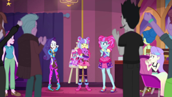 Size: 1920x1080 | Tagged: safe, derpibooru import, screencap, coral pink, kiwi lollipop, princess thunder guts, rarity, snow flower, supernova zap, better together, equestria girls, lost and pound, k-lo, postcrush, sleeveless, su-z