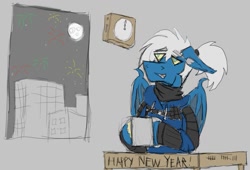 Size: 1077x731 | Tagged: safe, artist:homicidal doktor, derpibooru import, oc, oc:cutpurse, bat pony, pony, 2021, bat pony oc, bat wings, happy new year, holiday, solo, wings