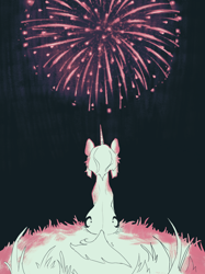 Size: 2048x2732 | Tagged: safe, artist:slowpoke, derpibooru import, oc, oc only, oc:moondrop, pony, unicorn, fireworks, limited color, limited palette, looking away, sitting, sketch, solo