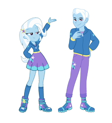 Size: 1316x1448 | Tagged: safe, artist:limedazzle, derpibooru import, edit, tristan, trixie, better together, equestria girls, clothes, cutie mark, cutie mark on clothes, equestria guys, female, handsome, male, pants, r63 paradox, rule 63, shoes, simple background, skirt, transparent background