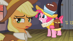 Size: 1920x1080 | Tagged: safe, derpibooru import, screencap, applejack, chancellor puddinghead, pinkie pie, smart cookie, earth pony, pony, hearth's warming eve (episode), female, mare