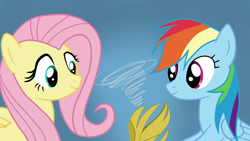 Size: 1920x1080 | Tagged: safe, artist:kazamacat, derpibooru import, fluttershy, rainbow dash, pegasus, pony, fanfic:the master mev, fanfic art, idol of boreas, smiling