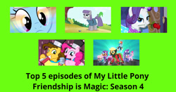 Size: 1200x628 | Tagged: safe, derpibooru import, edit, edited screencap, screencap, applejack, cheese sandwich, fili-second, fluttershy, masked matter-horn, maud pie, mistress marevelous, pinkie pie, radiance, rainbow dash, rarity, saddle rager, twilight sparkle, twilight sparkle (alicorn), zapp, alicorn, earth pony, pegasus, pony, unicorn, maud pie (episode), pinkie pride, power ponies (episode), rainbow falls, season 4, simple ways, flower in mouth, microphone, power ponies, rose, rose in mouth, top 5
