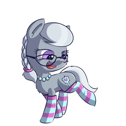 Size: 1450x1450 | Tagged: safe, artist:handsockz, derpibooru import, twibooru import, silver spoon, clothes, deleted from derpibooru, glasses, socks, solo, striped socks