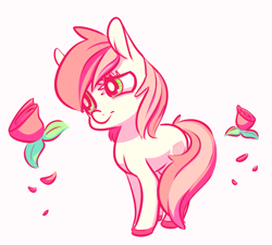 Size: 1313x1183 | Tagged: safe, artist:handsockz, derpibooru import, twibooru import, roseluck, earth pony, pony, colored hooves, deleted from derpibooru, female, flower, mare, rose, simple background, solo, white background