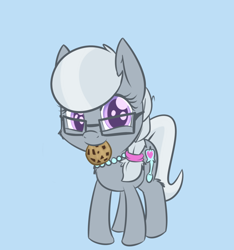 Size: 1478x1581 | Tagged: safe, artist:handsockz, derpibooru import, twibooru import, silver spoon, cookie, deleted from derpibooru, food, glasses, mouth hold, solo